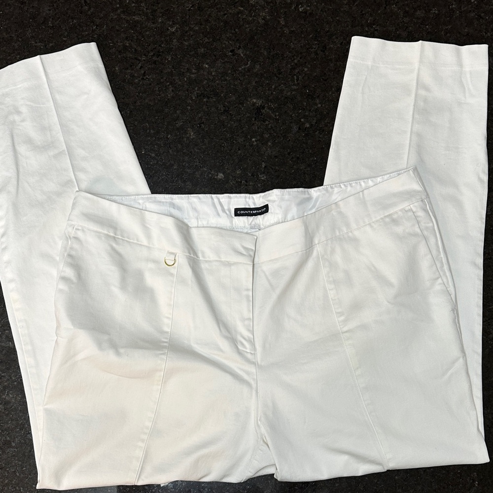 Counterparts Pants Womens 18W White Straight‎ Leg Stretch Career Trousers